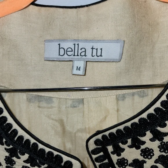 Bella Tu Ceci Embroidered Jacket M Beige Black - Picture 4 of 8